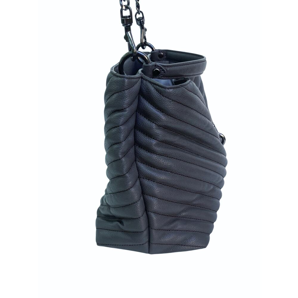 Rebecca Minkoff Edie Charcoal Quilted Leather Shoulder Bag  Convertible Satchel - Picture 6 of 16
